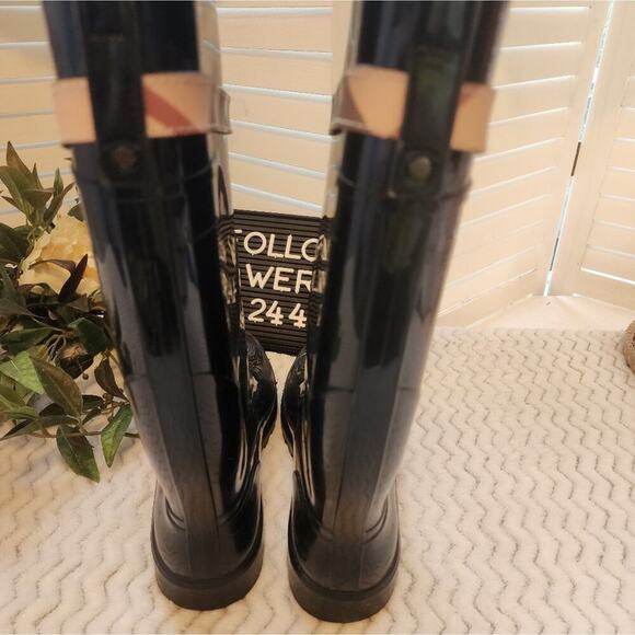 BURBERRY RUBBER NOVA CHECK ROSCOT BELTED RAIN BOOT SIZE 40 (US 9.5) - Picture 4 of 11